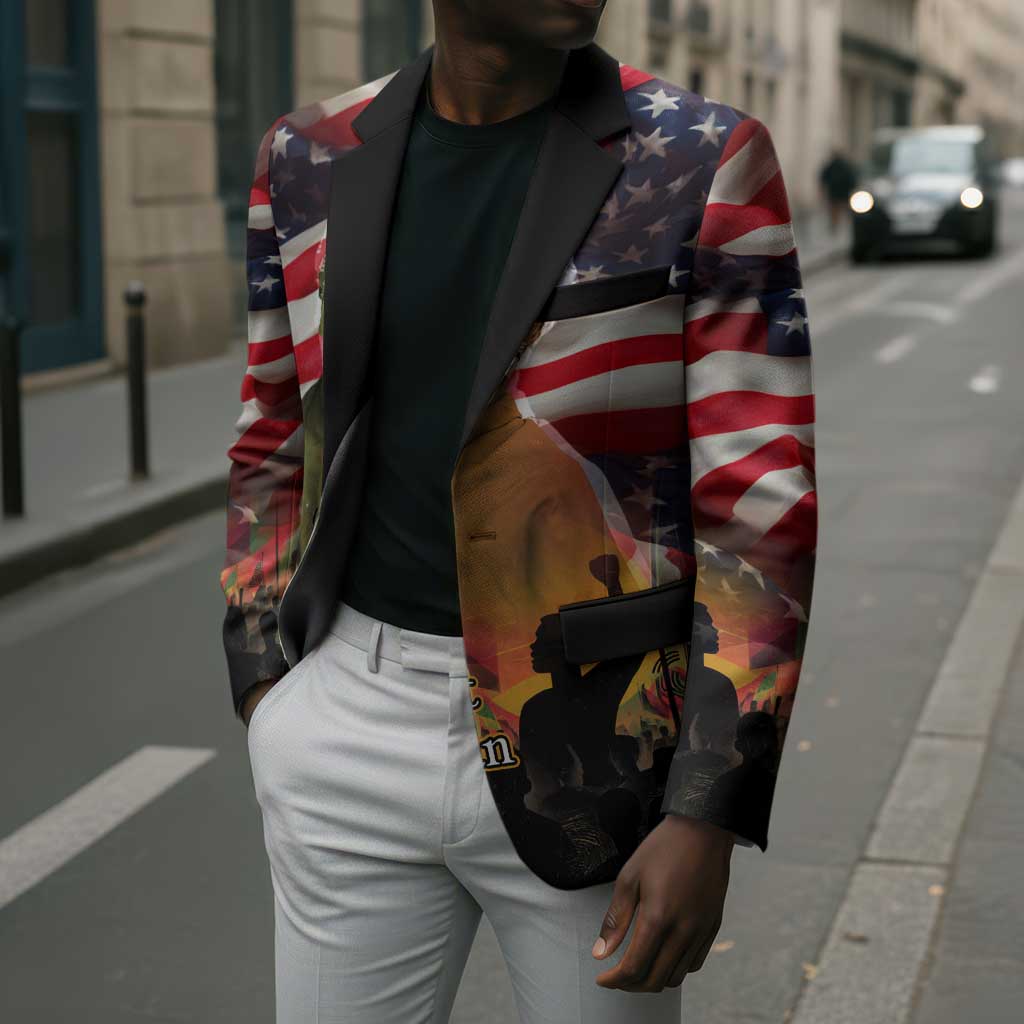 Harriet Tubman Blazer American Flag Background Underground Railroad Quote Powerful Civil Rights - African Pride