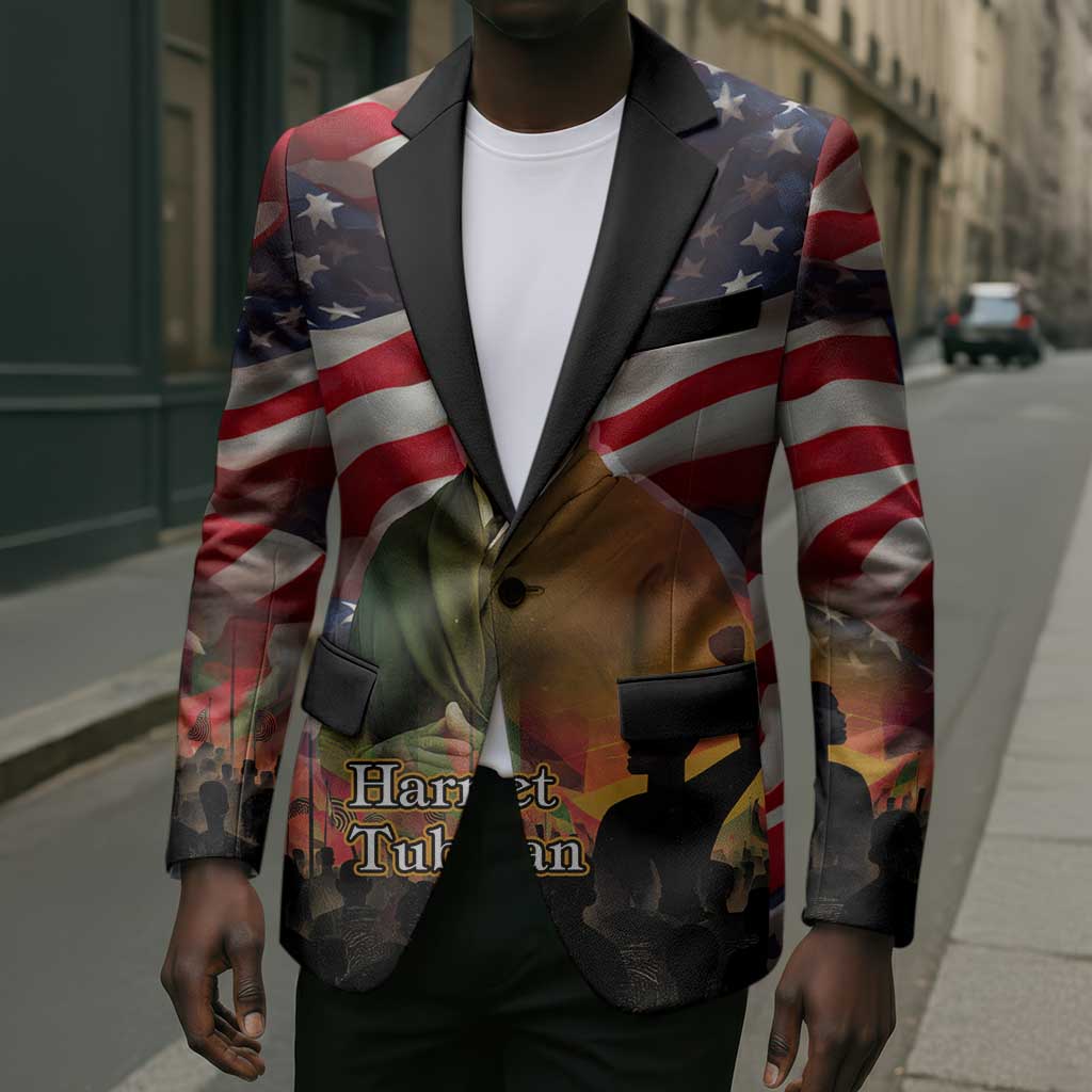 Harriet Tubman Blazer American Flag Background Underground Railroad Quote Powerful Civil Rights - African Pride