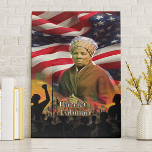 Harriet Tubman Canvas Wall Art American Flag Background Underground Railroad Quote Powerful Civil Rights - African Pride