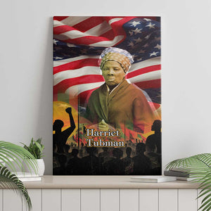 Harriet Tubman Canvas Wall Art American Flag Background Underground Railroad Quote Powerful Civil Rights - African Pride