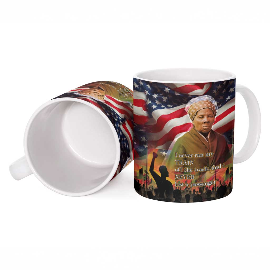 Harriet Tubman Ceramic Mug American Flag Background Underground Railroad Quote Powerful Civil Rights - African Pride