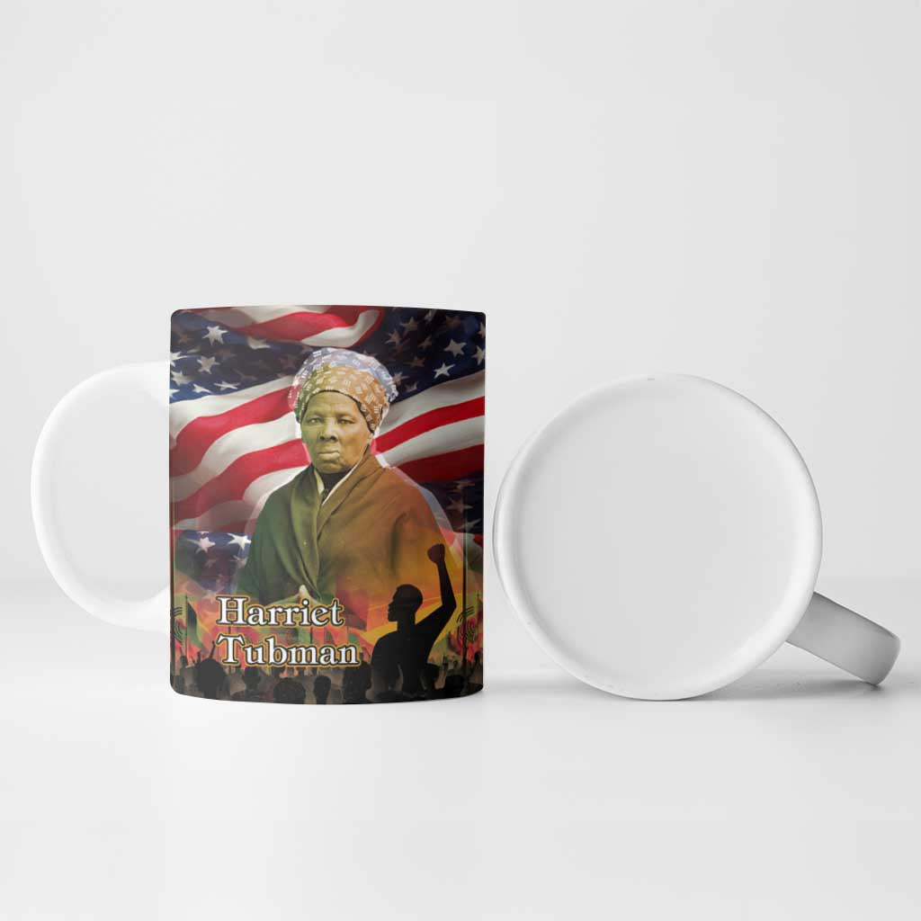 Harriet Tubman Ceramic Mug American Flag Background Underground Railroad Quote Powerful Civil Rights - African Pride