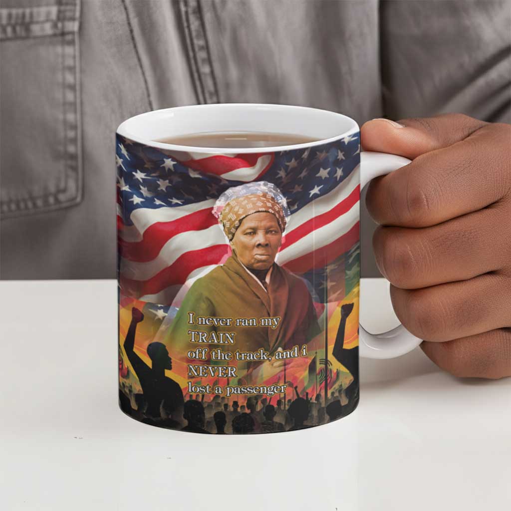 Harriet Tubman Ceramic Mug American Flag Background Underground Railroad Quote Powerful Civil Rights - African Pride