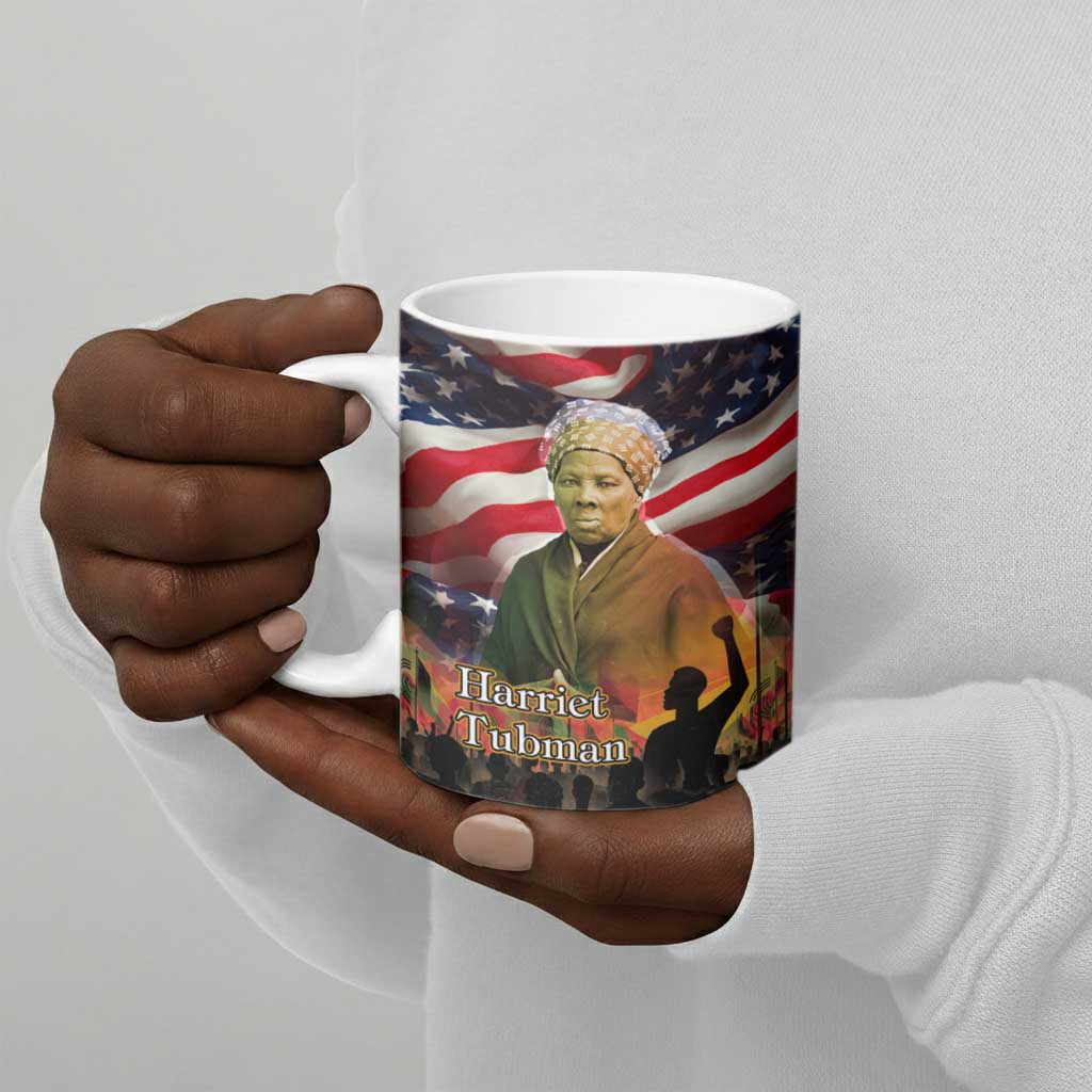 Harriet Tubman Ceramic Mug American Flag Background Underground Railroad Quote Powerful Civil Rights - African Pride