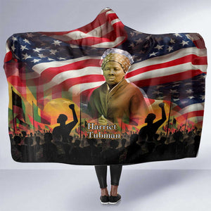 Harriet Tubman Hooded Blanket American Flag Background Underground Railroad Quote Powerful Civil Rights - African Pride