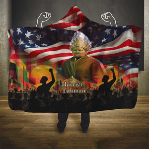 Harriet Tubman Hooded Blanket American Flag Background Underground Railroad Quote Powerful Civil Rights - African Pride