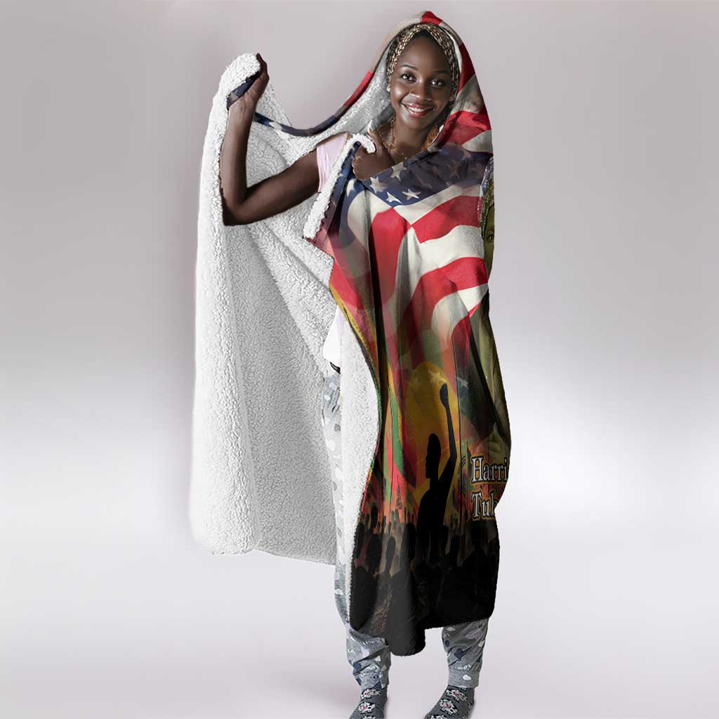 Harriet Tubman Hooded Blanket American Flag Background Underground Railroad Quote Powerful Civil Rights - African Pride