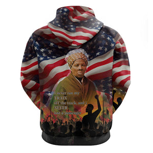 Harriet Tubman Hoodie American Flag Background Underground Railroad Quote Powerful Civil Rights - African Pride
