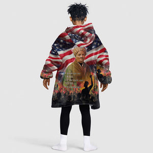 Harriet Tubman Kid Wearable Blanket Hoodie American Flag Background Underground Railroad Quote Powerful Civil Rights - African Pride