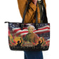 Harriet Tubman Leather Tote Bag American Flag Background Underground Railroad Quote Powerful Civil Rights - African Pride
