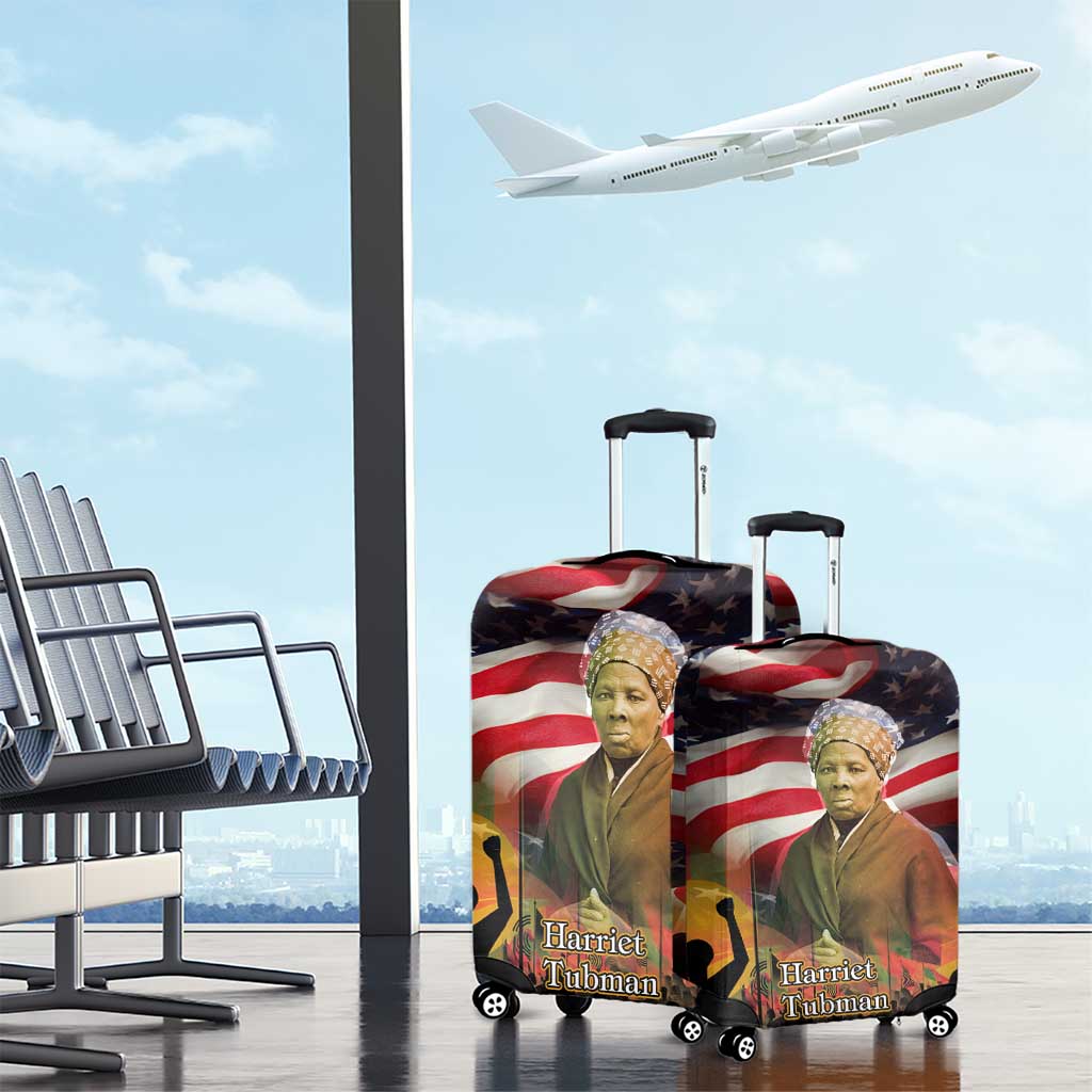 Harriet Tubman Luggage Cover American Flag Background Underground Railroad Quote Powerful Civil Rights - African Pride