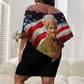 Harriet Tubman Off Shoulder Short Dress American Flag Background Underground Railroad Quote Powerful Civil Rights - African Pride