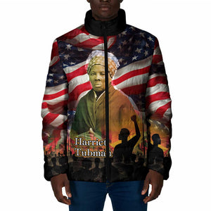 Harriet Tubman Padded Jacket American Flag Background Underground Railroad Quote Powerful Civil Rights - African Pride
