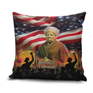 Harriet Tubman Pillow Cover American Flag Background Underground Railroad Quote Powerful Civil Rights - African Pride
