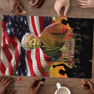 Harriet Tubman Puzzle American Flag Background Underground Railroad Quote Powerful Civil Rights - African Pride