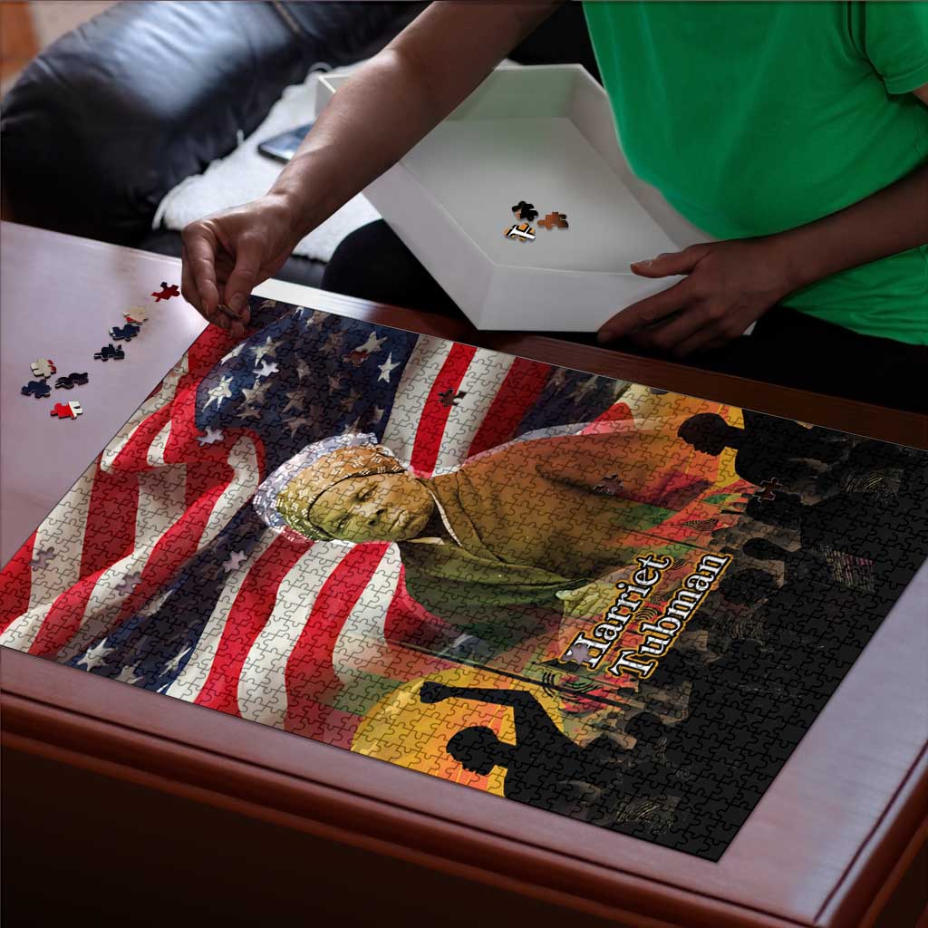 Harriet Tubman Puzzle American Flag Background Underground Railroad Quote Powerful Civil Rights - African Pride