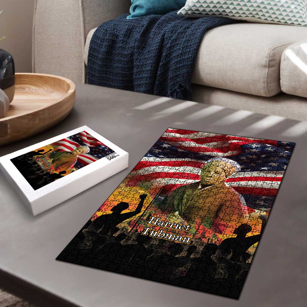 Harriet Tubman Puzzle American Flag Background Underground Railroad Quote Powerful Civil Rights - African Pride