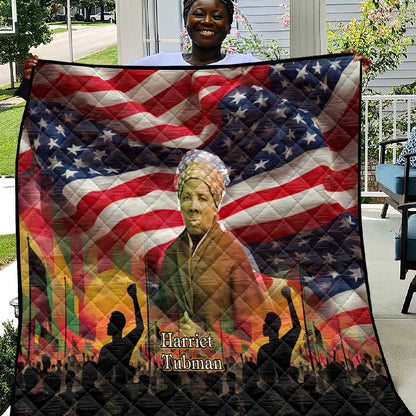 Harriet Tubman Quilt American Flag Background Underground Railroad Quote Powerful Civil Rights - African Pride