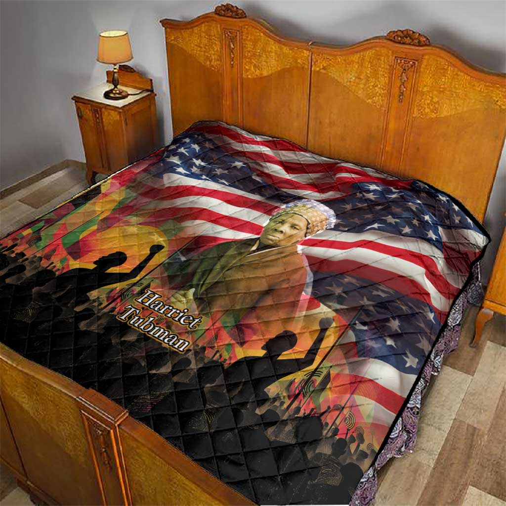 Harriet Tubman Quilt American Flag Background Underground Railroad Quote Powerful Civil Rights - African Pride
