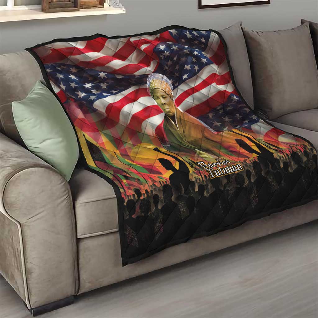Harriet Tubman Quilt American Flag Background Underground Railroad Quote Powerful Civil Rights - African Pride