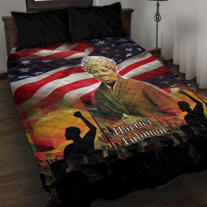 Harriet Tubman Quilt Bed Set American Flag Background Underground Railroad Quote Powerful Civil Rights - African Pride