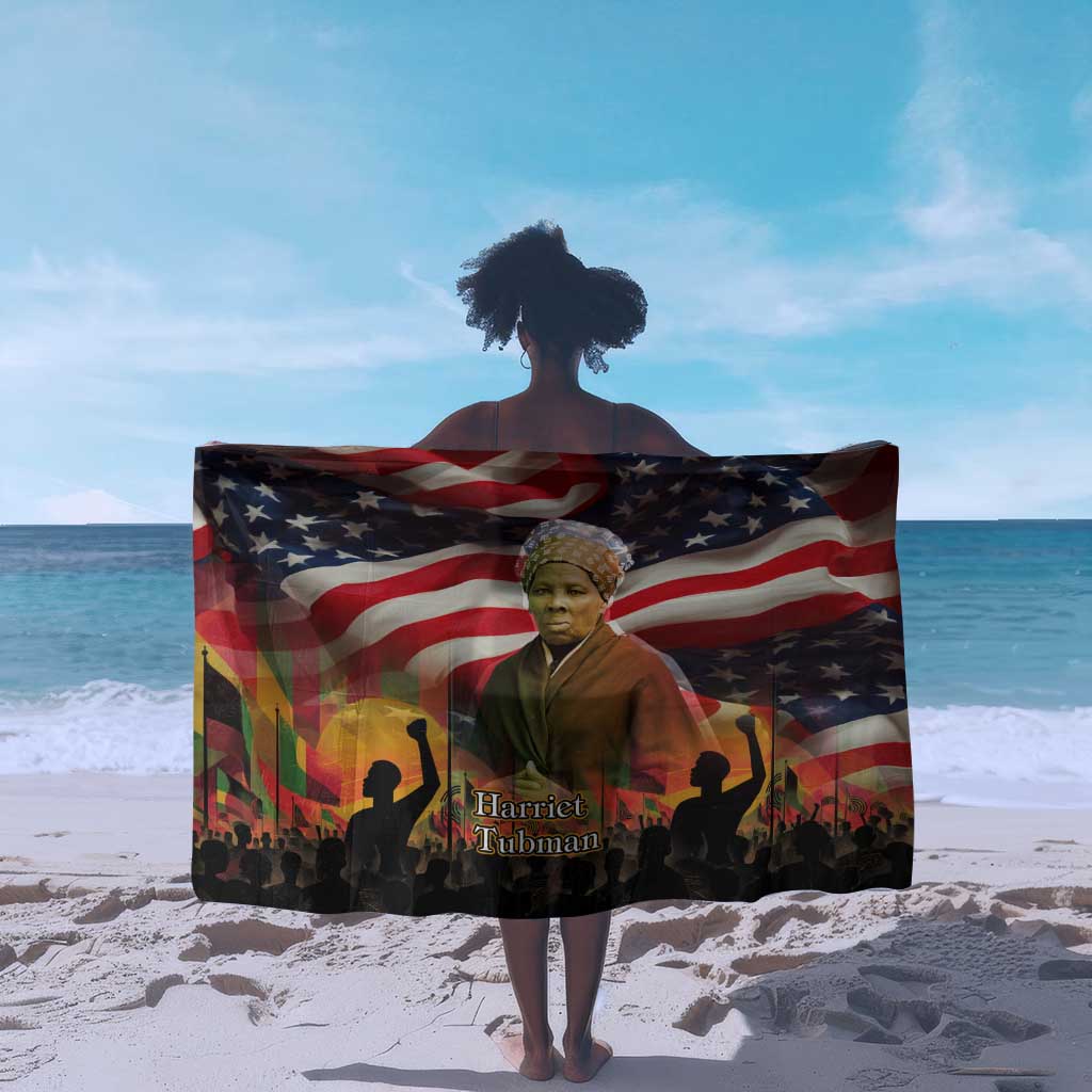 Harriet Tubman Sarong American Flag Background Underground Railroad Quote Powerful Civil Rights - African Pride