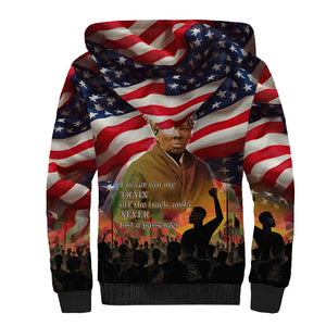 Harriet Tubman Sherpa Hoodie American Flag Background Underground Railroad Quote Powerful Civil Rights - African Pride