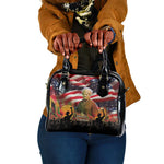 Harriet Tubman Shoulder Handbag American Flag Background Underground Railroad Quote Powerful Civil Rights - African Pride