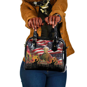 Harriet Tubman Shoulder Handbag American Flag Background Underground Railroad Quote Powerful Civil Rights - African Pride