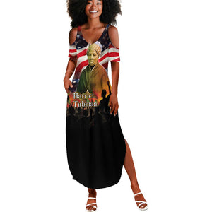 Harriet Tubman Summer Maxi Dress American Flag Background Underground Railroad Quote Powerful Civil Rights TS04