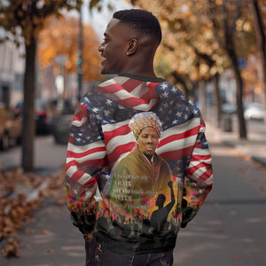 Harriet Tubman Sweatshirt American Flag Background Underground Railroad Quote Powerful Civil Rights - African Pride