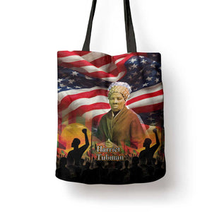 Harriet Tubman Tote Bag American Flag Background Underground Railroad Quote Powerful Civil Rights - African Pride