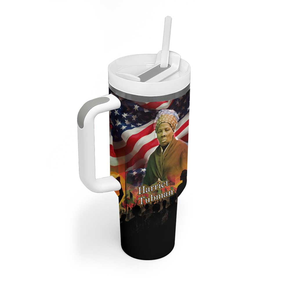 Harriet Tubman Tumbler With Handle American Flag Background Underground Railroad Quote Powerful Civil Rights - African Pride