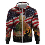 Harriet Tubman Zip Hoodie American Flag Background Underground Railroad Quote Powerful Civil Rights - African Pride