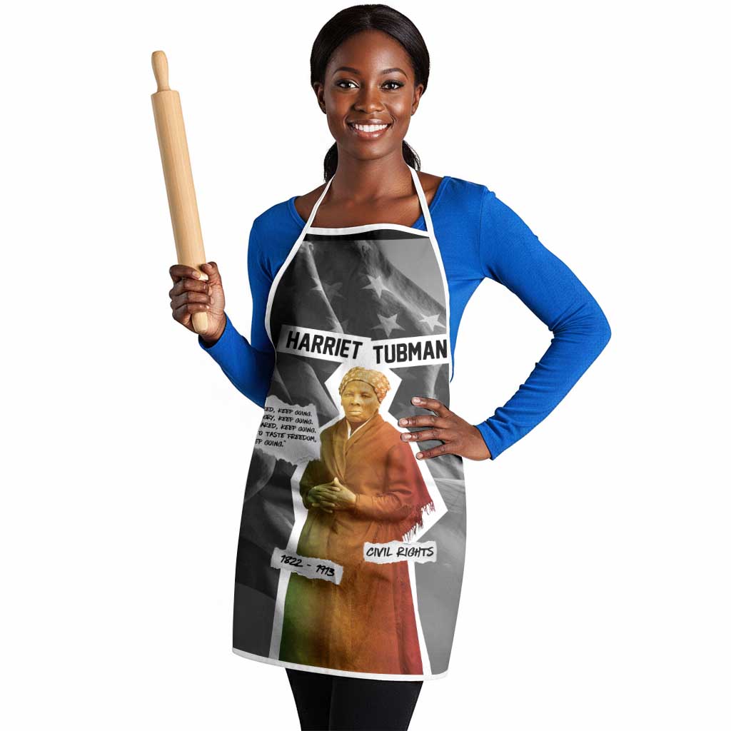 Harriet Tubman Apron American Flag Background Civil Rights Quote Keep Going Tribute Design - African Pride