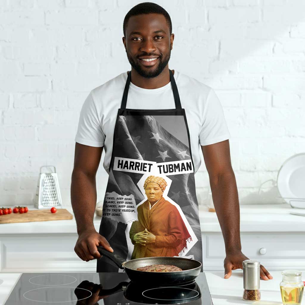 Harriet Tubman Apron American Flag Background Civil Rights Quote Keep Going Tribute Design - African Pride