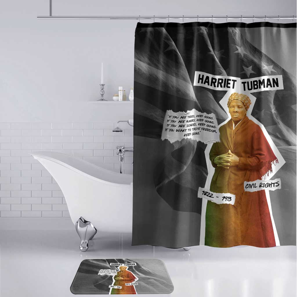 Harriet Tubman Bathroom Set American Flag Background Civil Rights Quote Keep Going Tribute Design - African Pride