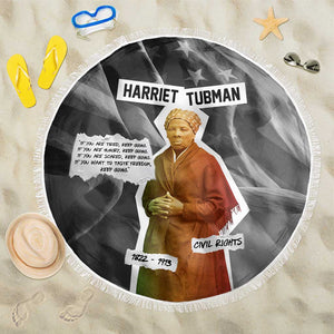 Harriet Tubman Beach Blanket American Flag Background Civil Rights Quote Keep Going Tribute Design - African Pride