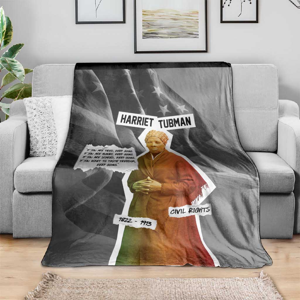 Harriet Tubman Blanket American Flag Background Civil Rights Quote Keep Going Tribute Design - African Pride