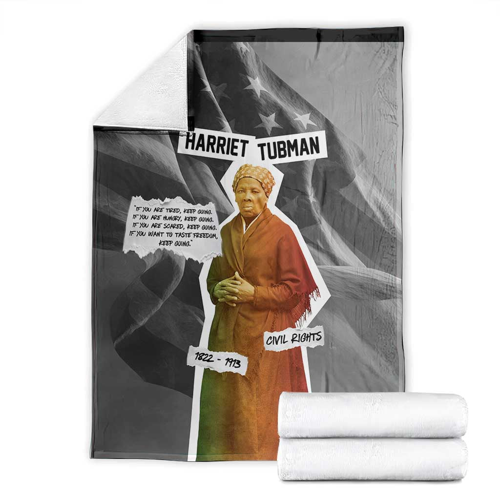 Harriet Tubman Blanket American Flag Background Civil Rights Quote Keep Going Tribute Design - African Pride