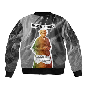 Harriet Tubman Bomber Jacket American Flag Background Civil Rights Quote Keep Going Tribute Design - African Pride