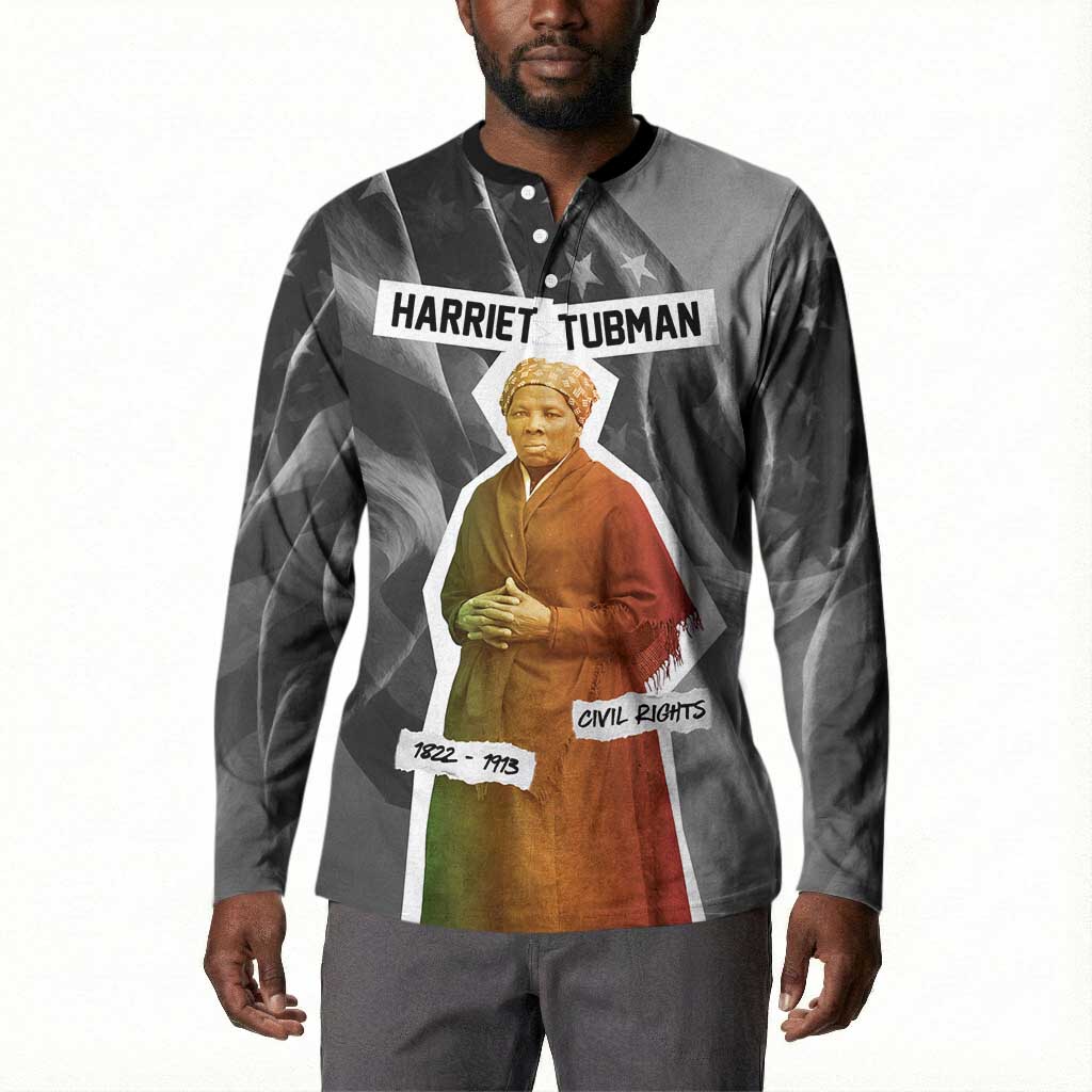 Harriet Tubman Button Sweatshirt American Flag Background Civil Rights Quote Keep Going Tribute Design