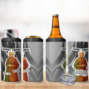 Harriet Tubman 4 in 1 Can Cooler Tumbler American Flag Background Civil Rights Quote Keep Going Tribute Design - African Pride
