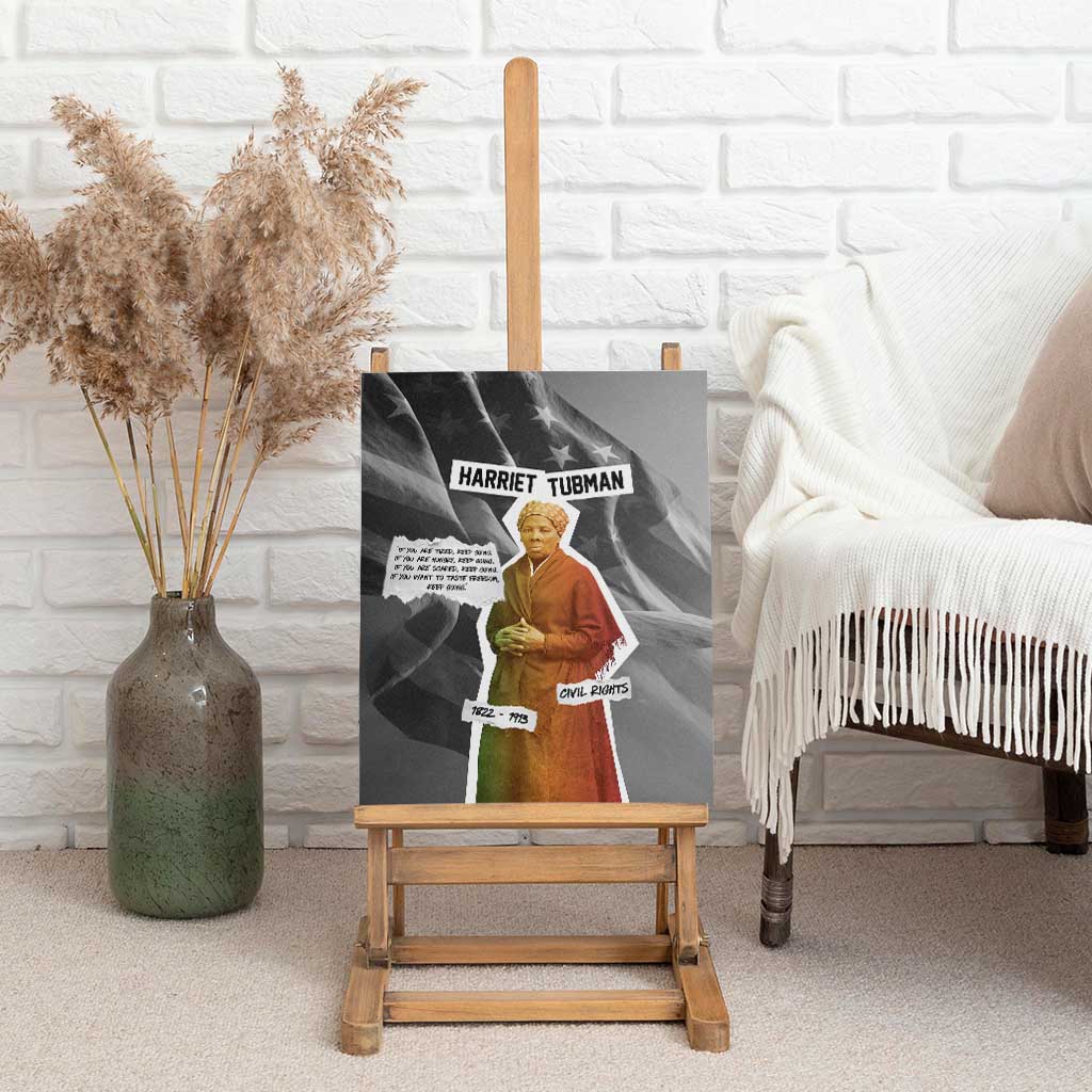 Harriet Tubman Canvas Wall Art American Flag Background Civil Rights Quote Keep Going Tribute Design - African Pride