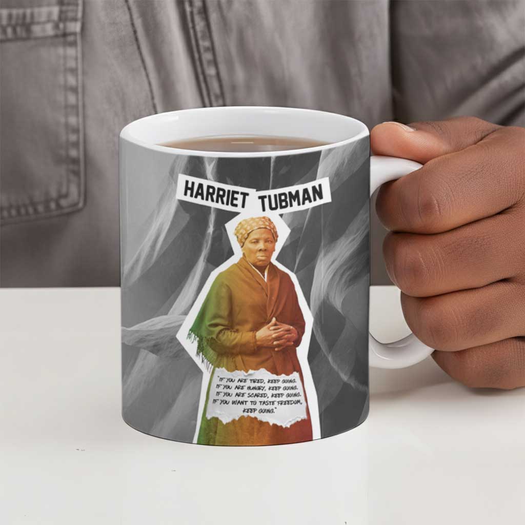 Harriet Tubman Ceramic Mug American Flag Background Civil Rights Quote Keep Going Tribute Design - African Pride