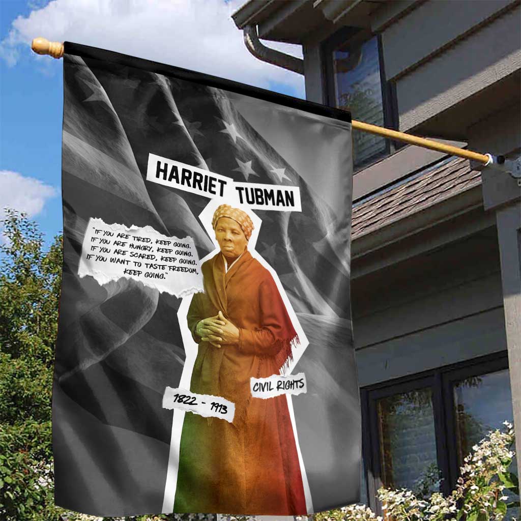 Harriet Tubman Garden Flag American Flag Background Civil Rights Quote Keep Going Tribute Design - African Pride