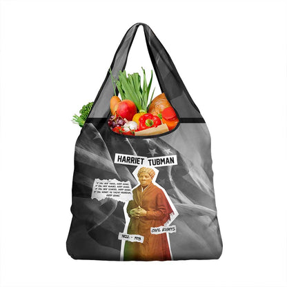 Harriet Tubman Grocery Bag American Flag Background Civil Rights Quote Keep Going Tribute Design - African Pride
