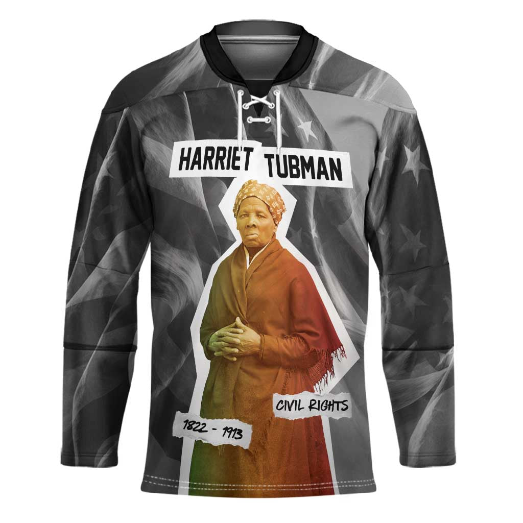 Harriet Tubman Hockey Jersey American Flag Background Civil Rights Quote Keep Going Tribute Design - African Pride