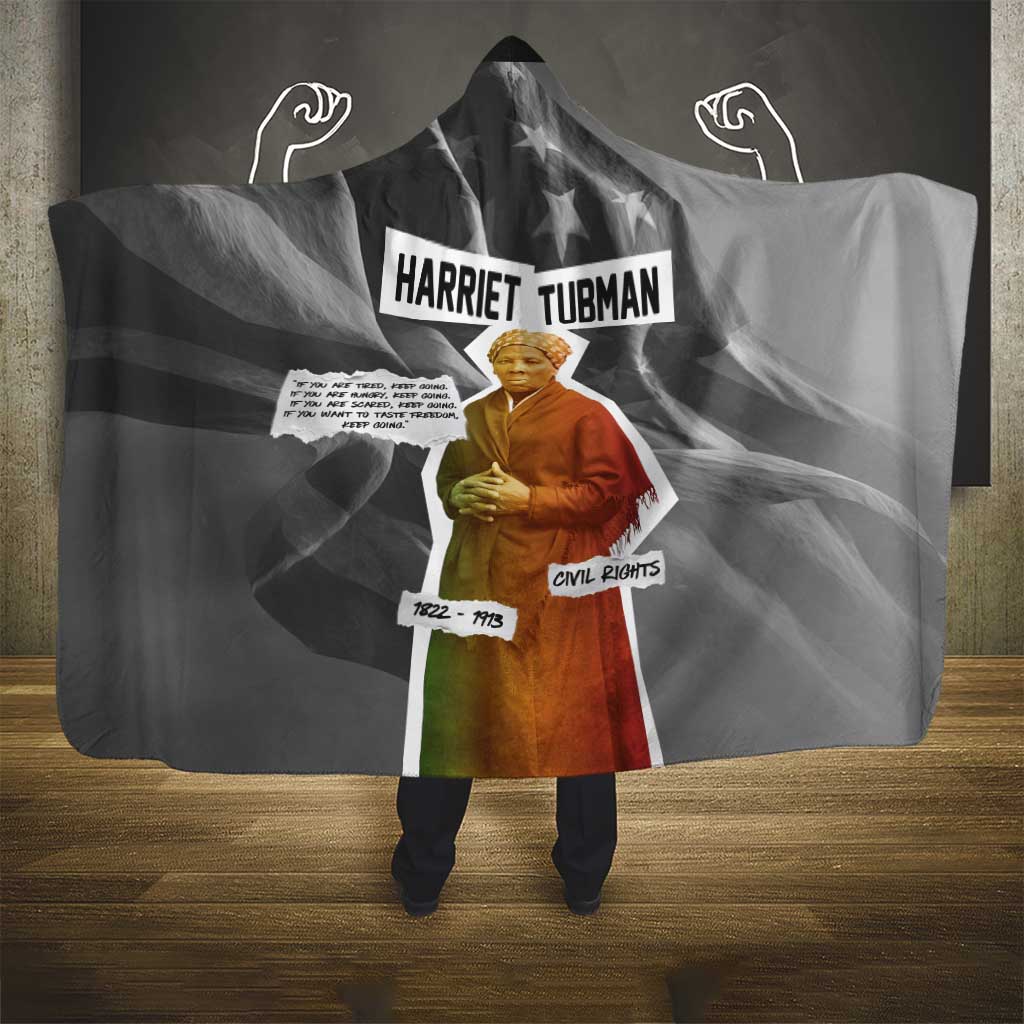 Harriet Tubman Hooded Blanket American Flag Background Civil Rights Quote Keep Going Tribute Design - African Pride