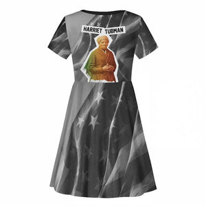 Harriet Tubman Kid Short Sleeve Dress American Flag Background Civil Rights Quote Keep Going Tribute Design TS04
